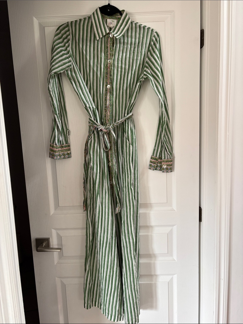 AML Paris Button-Front Cotton Shirt Dress with Tie Waist